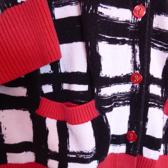 Knit Red/Black/White Cardigan - medium - Picture 3 of 4